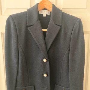 St. John Collection Black Blazer  Gold and Black Detailed Buttons,  Sz 10